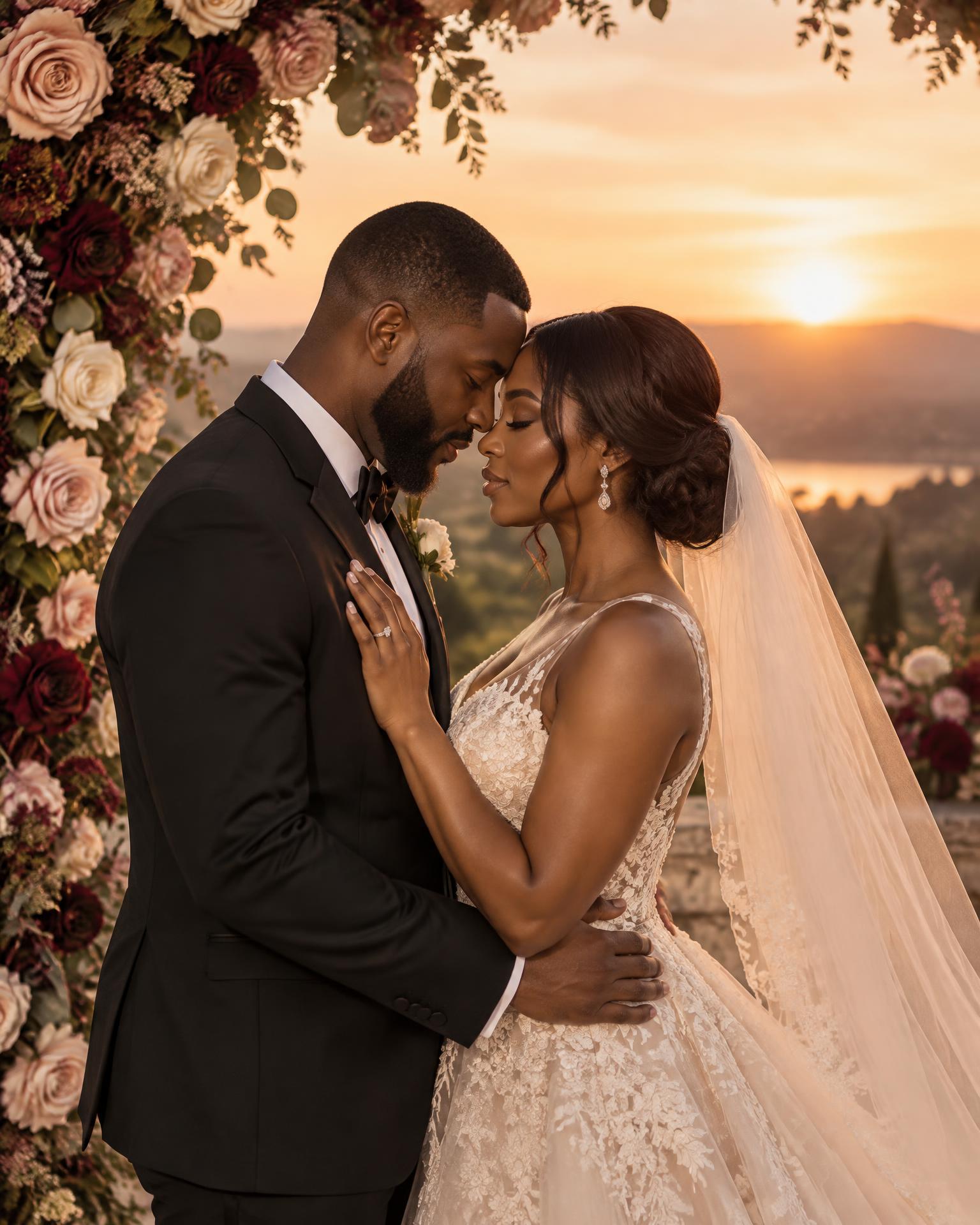 Newlyweds sharing a quiet moment